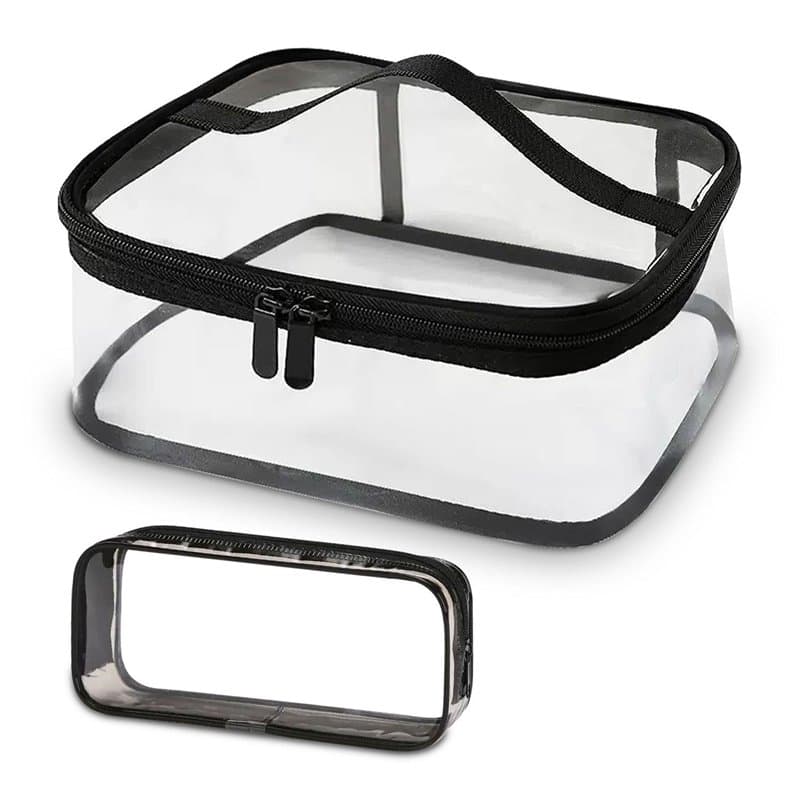 1 trousse de toilette de voyage transparente, 1 sac de rangement mat, trousse cosmétique transparente, trousse cosmétique de voy