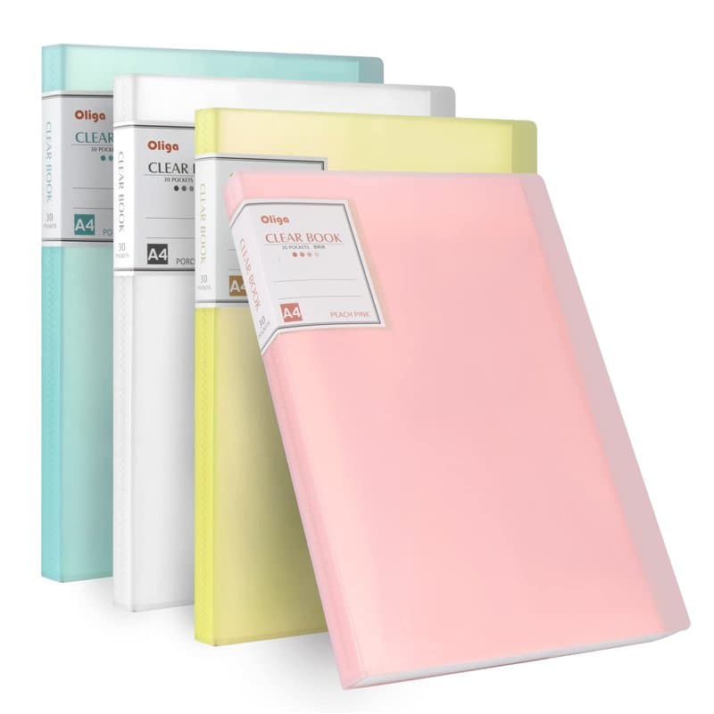 Protège Documents A4, Lot de 4 Affichage Livre Présentation avec 30 Pochettes Transparentes, Dossier de Fichiers, Classifier Ran