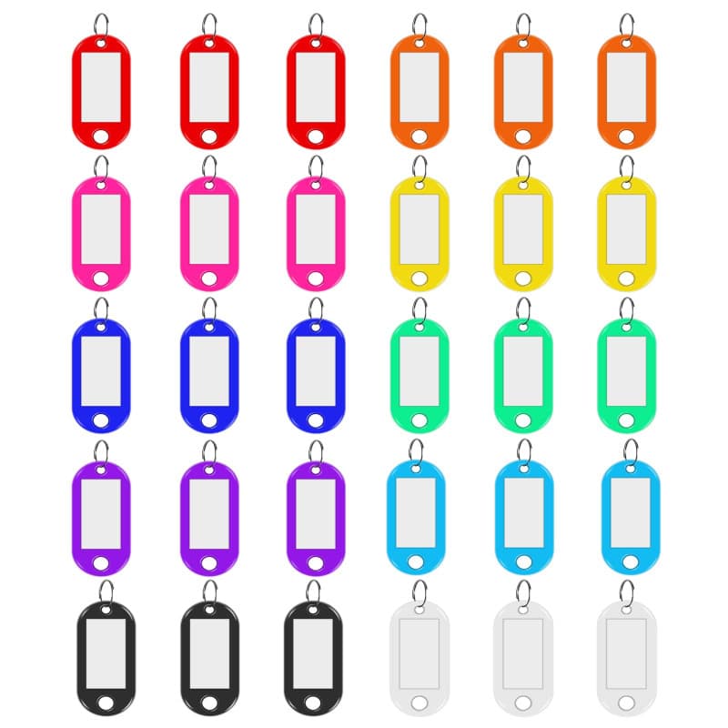 Skaaisont 30 Porte Clef Etiquette,Porte Clés en Plastique 10 Couleurs,Porte étiquette Inscriptibles pour de Maison,Peut être Uti