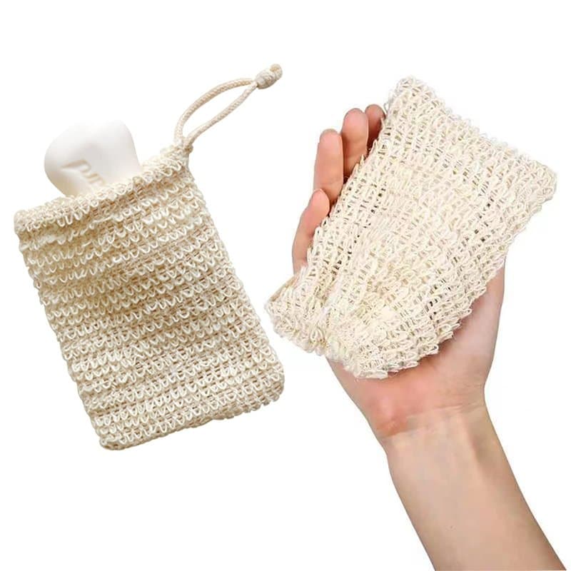 Lot de 2 Pochettes à Savon en sisal, Filet Savon,Pochette Savon Solide,Sac a Savon,Pochettes de Transport de Savon 13cm×10cm