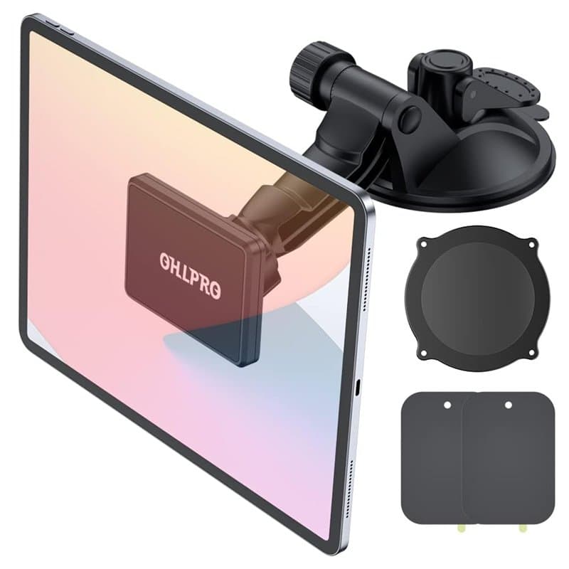 OHLPRO Support Magnétique pour Tablette de Voiture, Support Ventouse pour iPad pour Tableau de Bord/Pare-Brise,Rotation à 360°,