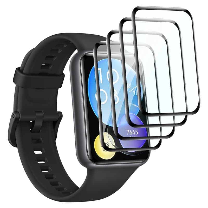 Fyqzio [4 Pièces Protection écran Compatible avec Huawei Watch Fit 2,Sans Bulles,Anti-Rayures,3D Couverture Complète,HD Film Pro