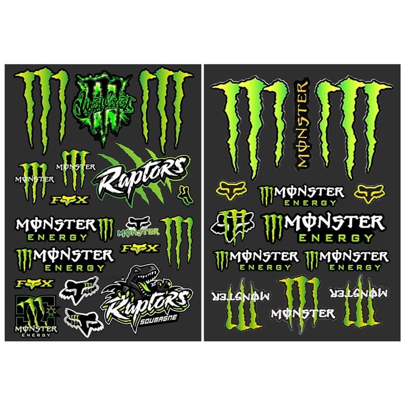 2 pièces autocollants Monster Energy,autocollants pour casque de moto,autocollants monster,autocollants pour moto,autocollants M