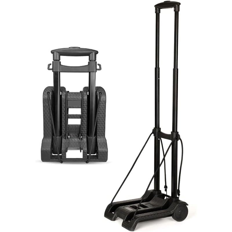Chariot à bagages pliable avec 2 cordes élastiques, diable portable de 35 kg, 2 roues, idéal pour les voyages, les déménagements