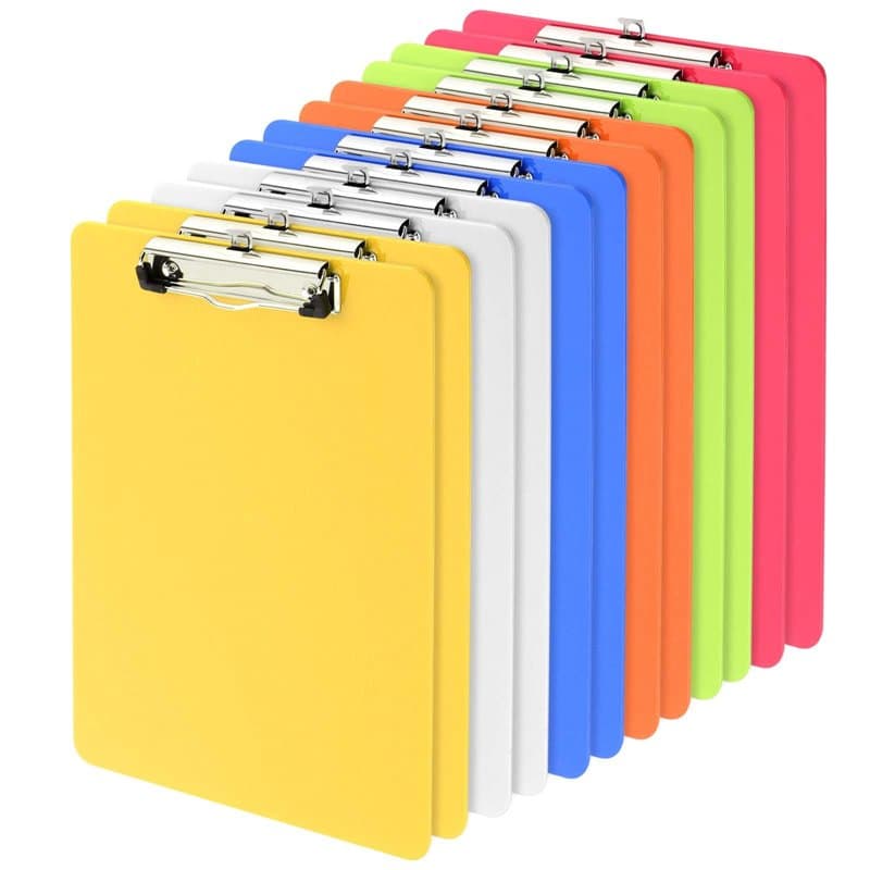 PINGEUI Lot de 12 porte-bloc en plastique de 6 couleurs, format A4, avec trou de suspension, porte-bloc coloré pour fichiers et