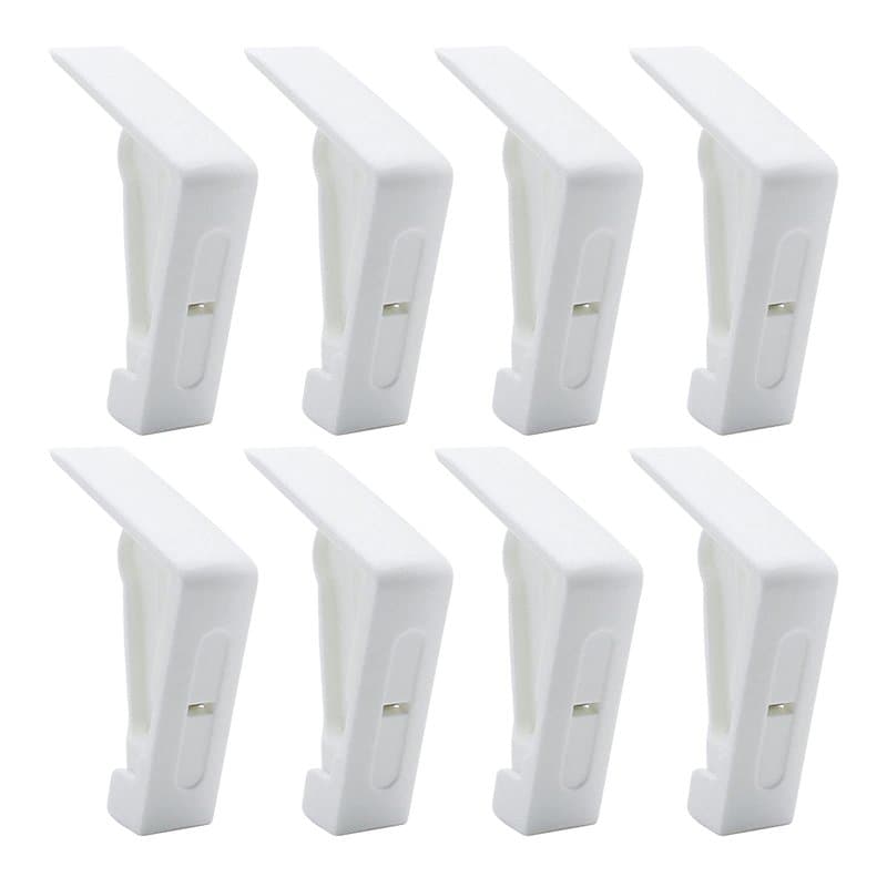MZMing 8 Pièces Pinces à Nappe en Plastique Blanc pour Table d'Extérieur - Pinces Réglables à Ressort pour Nappe de Jardin Pique