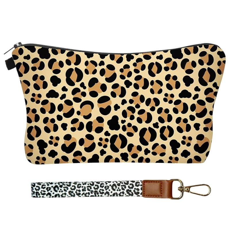 1 Morceau De Sac À Imprimé Léopard Et 1 Morceau De Longe À Imprimé Léopard, Sac De Rangement Rétro, Sac De Rangement À Grande Ca