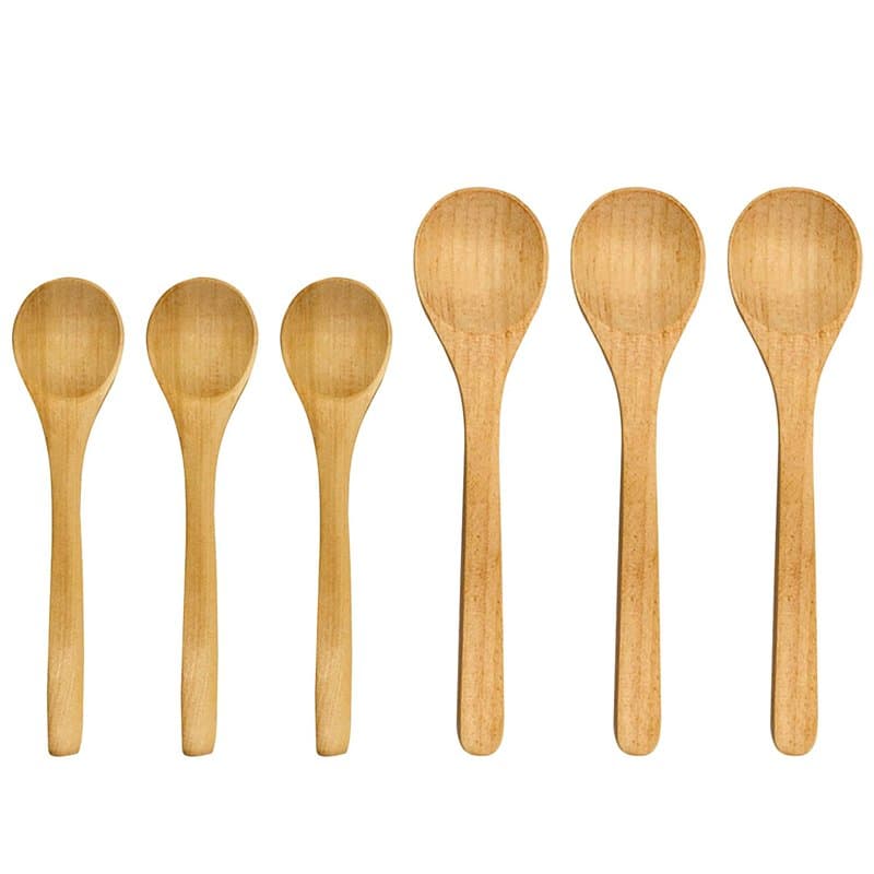 Lot De 6 Cuillères Rondes En Bois, Cuillères À Miel En Bois, Cuillères À Café, Cuillères À Café, Petites Cuillères À Soupe, Cuil