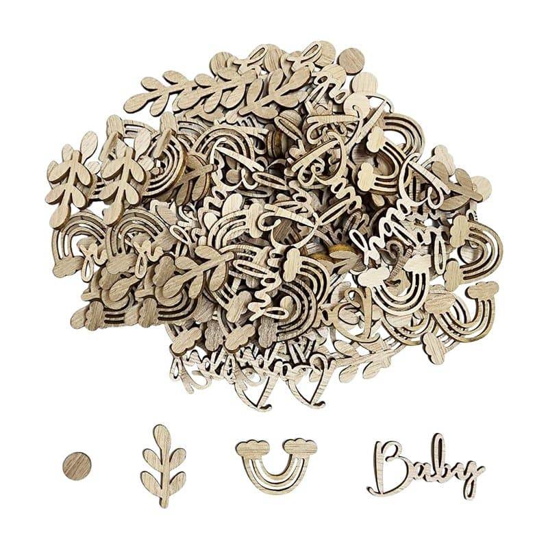 TYFGRT Décorations en Copeaux De Bois pour Bébé, 100 Pièces, Accessoires De Réception-Cadeau pour Bébé, Décorations pour Fête Pr