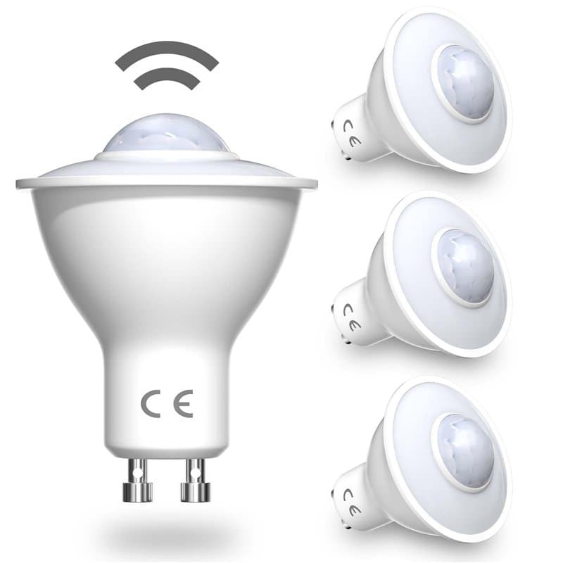 DoRight Lot de 4 Ampoules à Détecteur de Mouvement GU10 5W Ampoule LED Activée par le Mouvement Blanc Chaud 3000K Plage de Détec