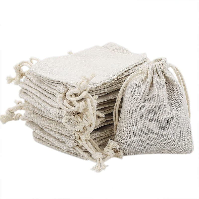 20 Pcs Sachets en Jute, Pochettes en Lin, Sac Cadeau Réutilisable, Toile de Jute Avec Cordon Rectangle pour Bijoux Cadeau Mariag