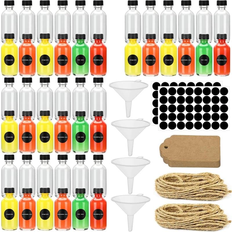 Bouteilles de Liqueur en Plastique,YouXiaor Lot de 60 petites bouteilles de 30 ml à remplir mini bouteilles réutilisables à remp