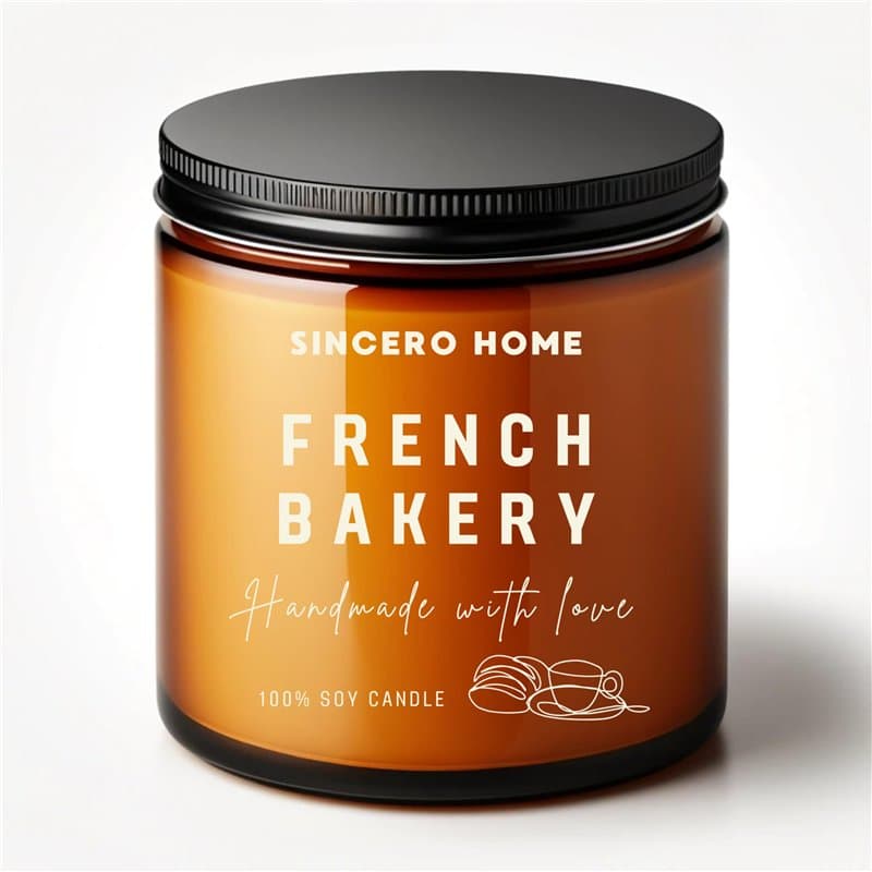 Sincero Home Bougie Parfumée - Bougie Artisanale en Cire de Soja avec Mèche en Bois, 450g, 60 Heures de Combustion, Parfum Crois