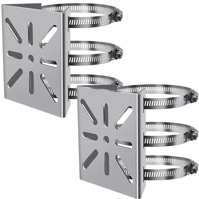 WiTi 2PACK Support Poteau Vertical caméra sécurité,Support d’Angle Montage Acier Inoxydable Pinces Tuyau à 3 Boucles,adapté camé