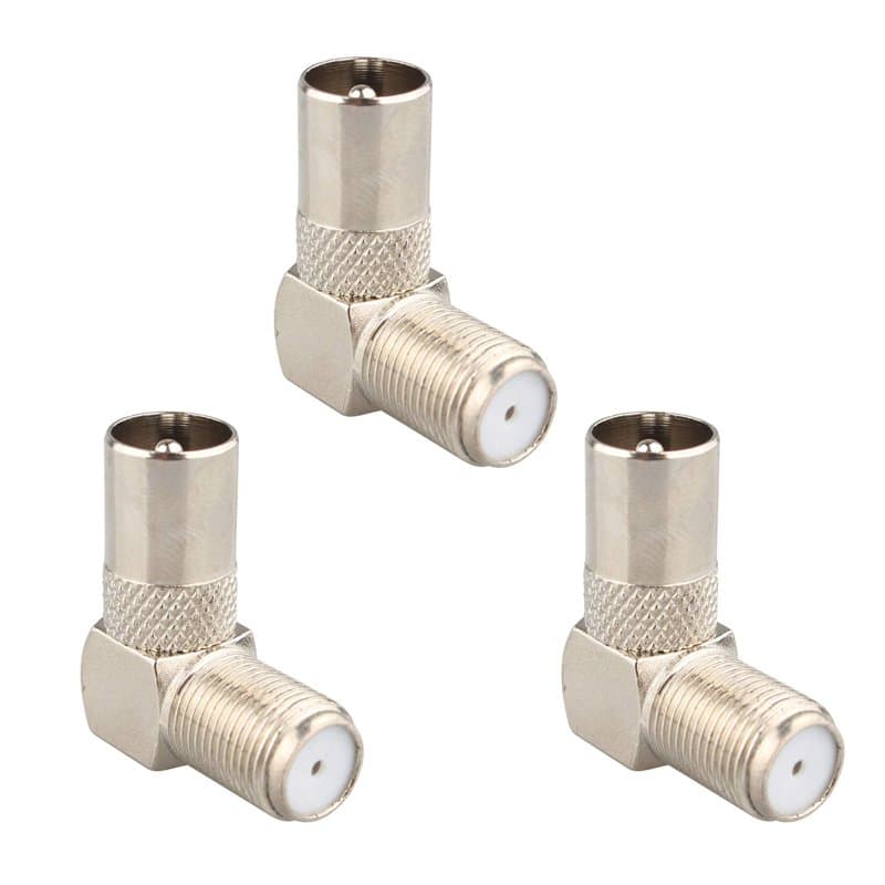 Jopto Lot de 3 Connecteurs Coaxiaux Mâles à Angle Droit pour Antenne TV vers Prise F Coudée à 90 Degrés - Convertissez le Câble