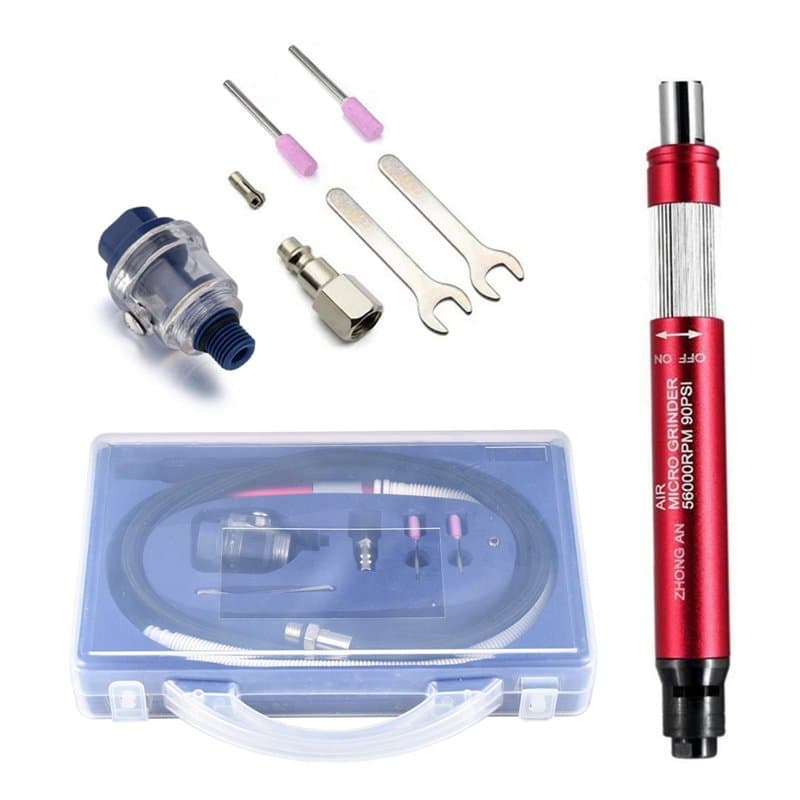 Mini broyeur à crayons pneumatique avec 3mm (1/8 "), broyeur d'air multifonctionnel avec boîte, rouge