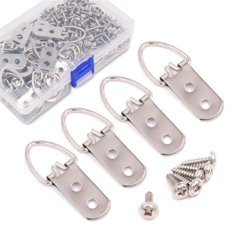 Swpeet 60 pcs Heavy Duty Grande bague Large D Forme à ongles Non-trace Cadre photo cintres double trou avec vis, pour décoration