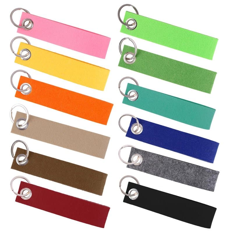 ZJCANGLIU Porte-clés Personnalisables, 12 Pièces, Porte Cle Moto, 12 Couleurs, 13x3 cm, Feutre, Acier inoxydable, Minimaliste, U