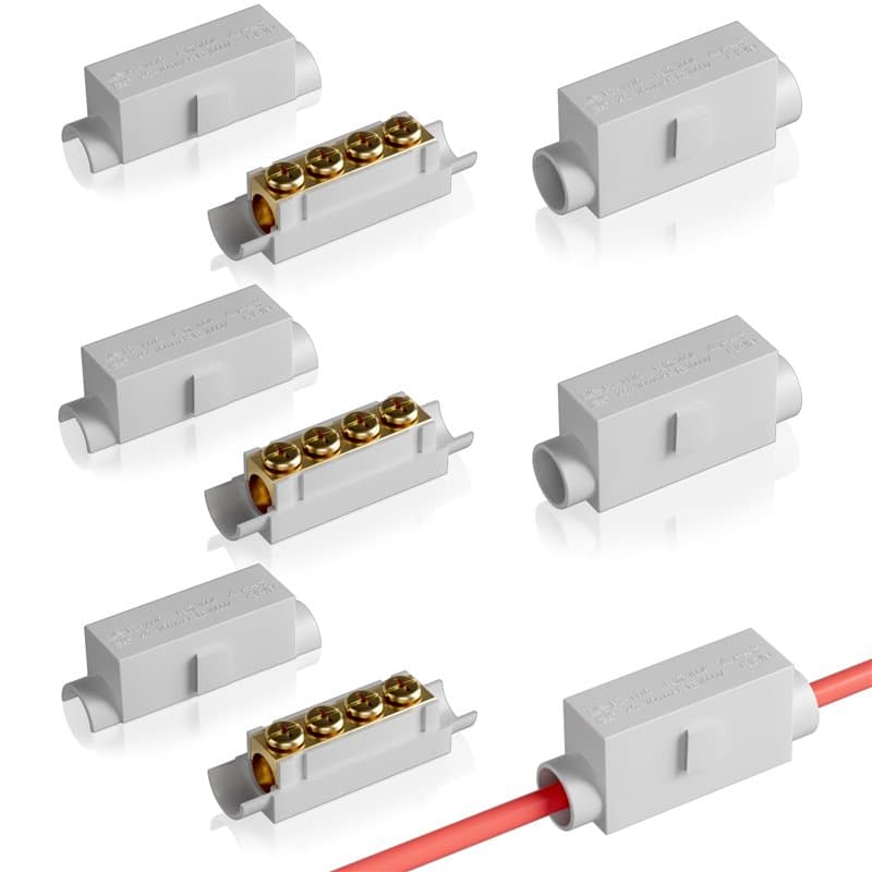 Zephyra Bloc de Connexion Câble 6 Pièces pour Fil de 2,5 à 16 mm², Bornier en Laiton, 1000V 100A, Câblage Principal, Boîtier ABS