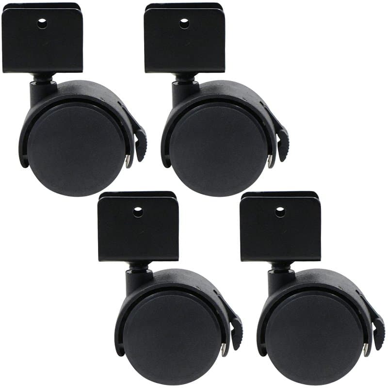 Lot de 4 roulettes pivotantes en caoutchouc de type U - 50 mm - Roulettes pivotantes avec frein - Roulettes lourdes pour meubles