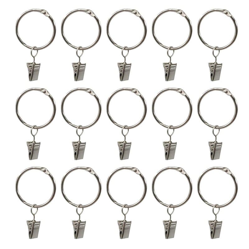 Anneaux pour Rideaux,Pince Rideaux,40 Pièces Anneau Rideau avec Pinces,Décoratif Métal Drapé Clip Crochets Ensemble,Facile Ouver