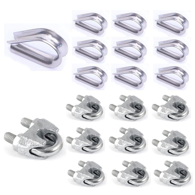 Basetousual 10 pièces de Attaches pour Câbles Métalliques, 10 pièces Serre-Câbles Clip de Serre-câbles en Acier Inoxydable, Serr