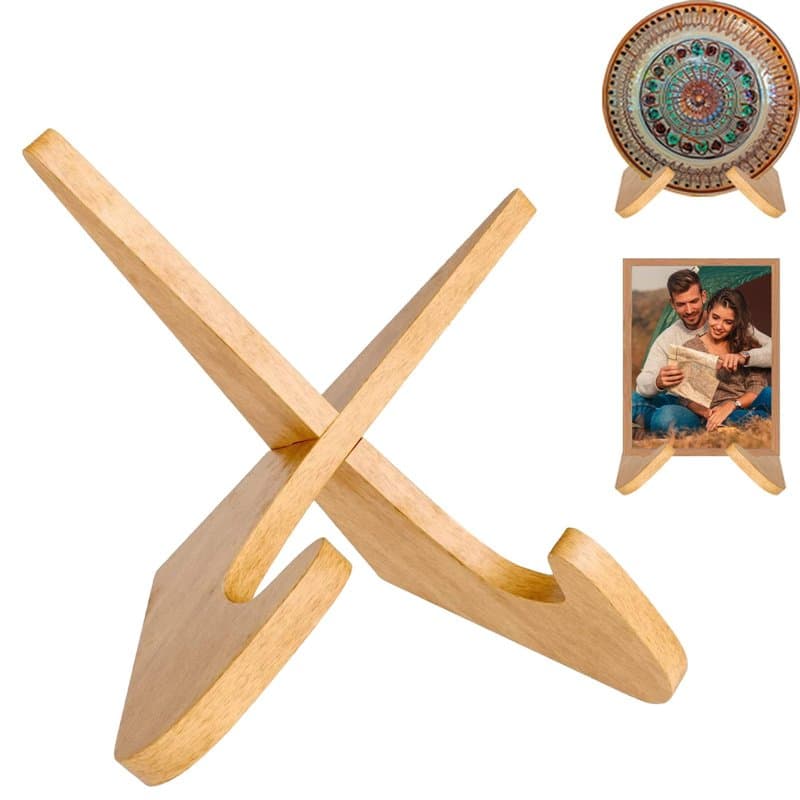 TICKLELY Chevalet en Bois - Support Assiette Décoratif Petit, Porte Assiette, Chevalet de Table, Support Cadre Photo, Présentoir