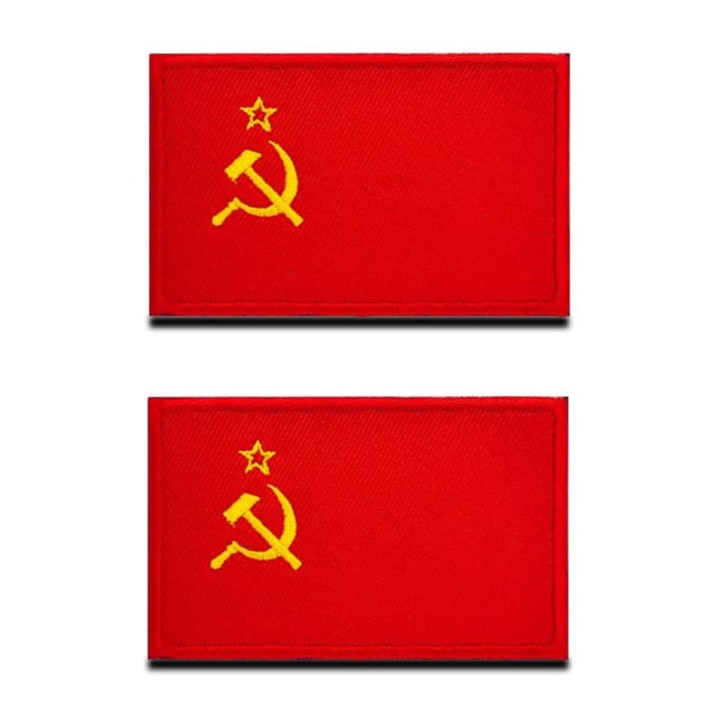2 Pièces Drapeau du Soviétique USSR Tactique Militaire Emblème National Applique Fermeture Crochet et Boucle patch pour Chapeau