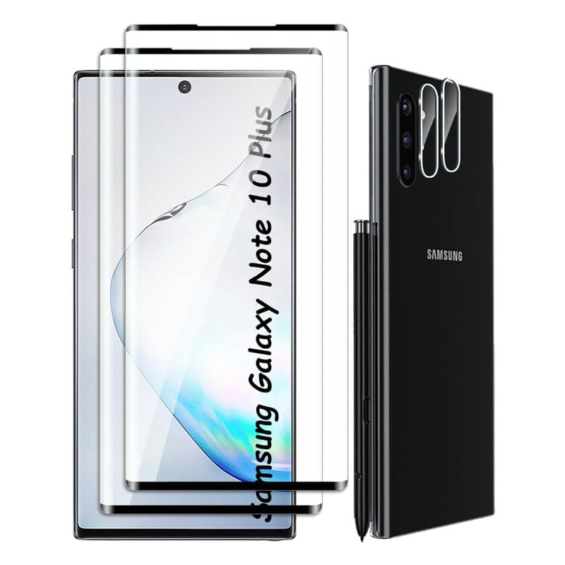 Fyqzio [2+2 Pièces Verre Trempé Pour Samsung Galaxy Note 10 Plus et Caméra Arrière Protecteur,Sans Bulles,9H Dureté,Anti-Rayures