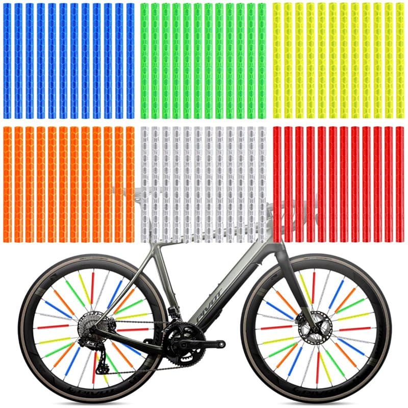 Lot de 72 Rayons de vélo colorés, réflecteurs de Rayons réfléchissants à 360 °, faciles à Installer et réutilisables, Accessoire