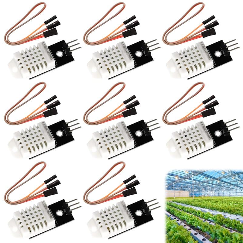 Lot de 8 capteurs de température DHT 22/2302 et capteur d'humidité avec carte et câble 3,3-5,5 V DHT compatible avec Arduino, Se