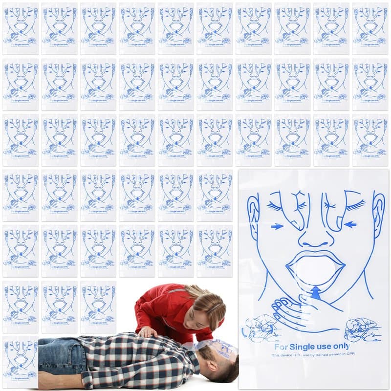 Lot de 50 masques respiratoires CPR/respiratoire pour la protection personnelle, protection du visage pour les premiers secours