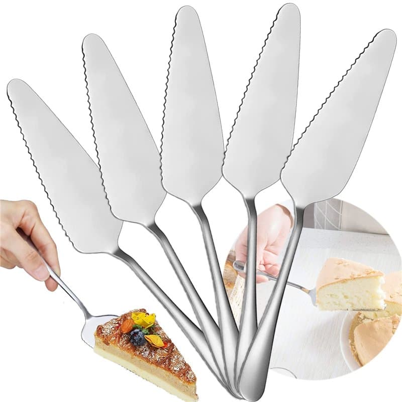 Zeaying 5 Pièces Serveur de Pizza, Pelle à Gâteau Dentelée en Acier Inoxydable, Tarte Dentelée en Acier Inoxydable, Pelle à Tart