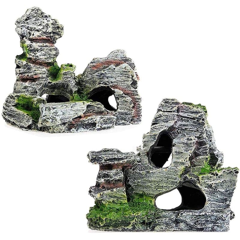 CHJIEJIE Lot de 2 décorations d'aquarium avec Herbe Verte pour Cacher Les crevettes en résine, Accessoires d'aquarium en résine,