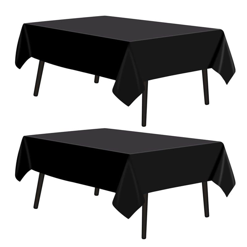 2 Pièces Nappe Noire rectangulaire, Nappe Noire Tissu Décoratif Nappe Noire Polyester Tissu de Table rectangulaire Housses de Ta