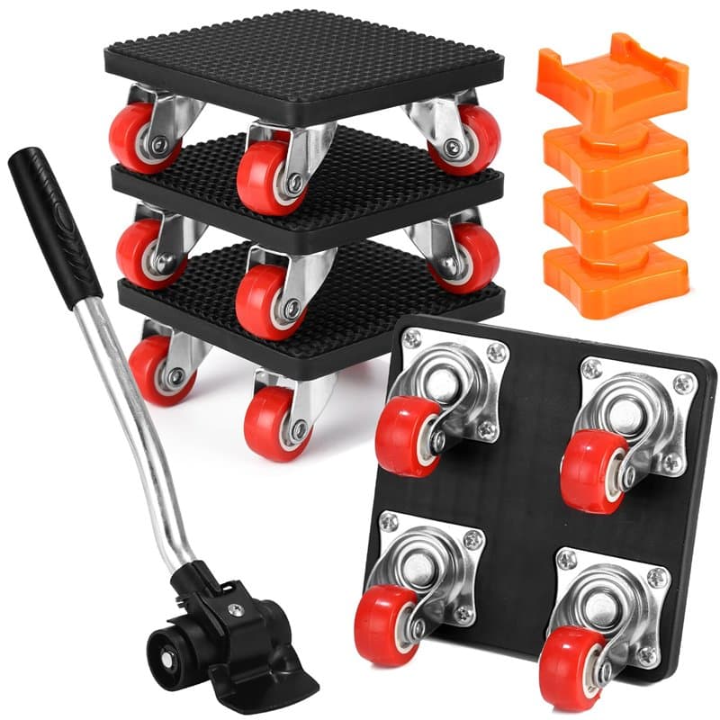 Kit de roulettes pour Meubles Charge Lourde, Leve Meuble Lourd avec roulettes en Rotatif à 360°avec Frein pour Deplace Meuble Ai