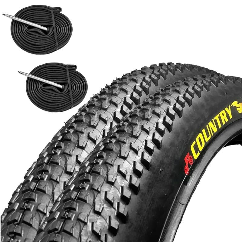Ecovelò 2 pneus + 2 chambres à air VTT 27,5 x 2,25 VTT Country 57-584 Pneu rigide Vélo