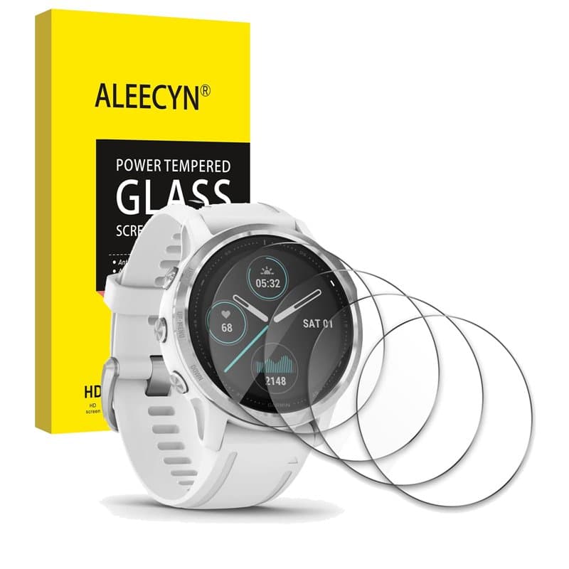 4 Pièces Verre Trempé Compatible Garmin Fenix 6S / Fenix 6S Pro/Forerunner 745,2.5D Bord, 9H Dureté, HD, Anti-Rayures, sans Bull