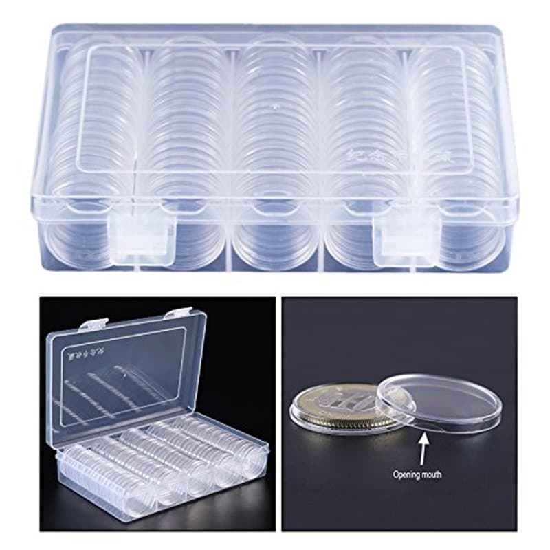 OFKPO 100 pcs 30 mm Monnaie Rangement Boîte, Capsules de Pièce de Collection