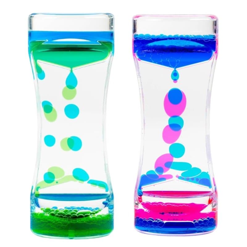 JJiaoLinin Minuteur sensoriel Liquide,Lot de 2 Sabliers Liquides avec Mouvement à Bulles,Jouets Sensoriel, Bouteille Sensorielle