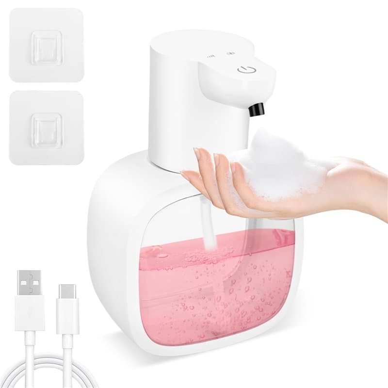 VFANDV 500ml Distributeur Savon Mousse USB Rechargeable Distributeur Savon Automatique, IPX5 étanche sans Contact Savon avec USB