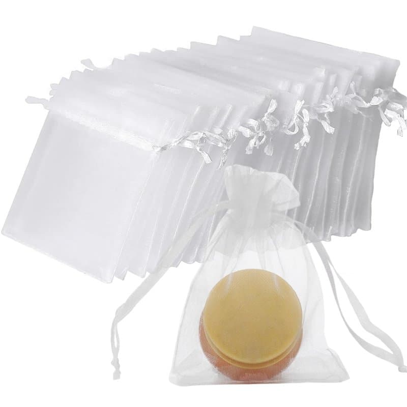 Lot De 100 Blanc Sachets En Organza,7 X 9 Cm,Petits Sacs Cadeaux Avec Cordon De Serrage,Pour Bonbons,Sachets De Mariage,Bijoux
