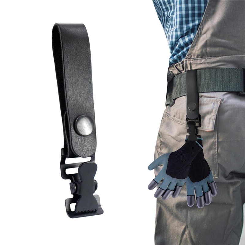 Attache Gants Clip Porte-Gant - 14cm cuir avec mousqueton, Clips de Gants avec Mousqueton Velcro, Multifonctionnels Porte Gants