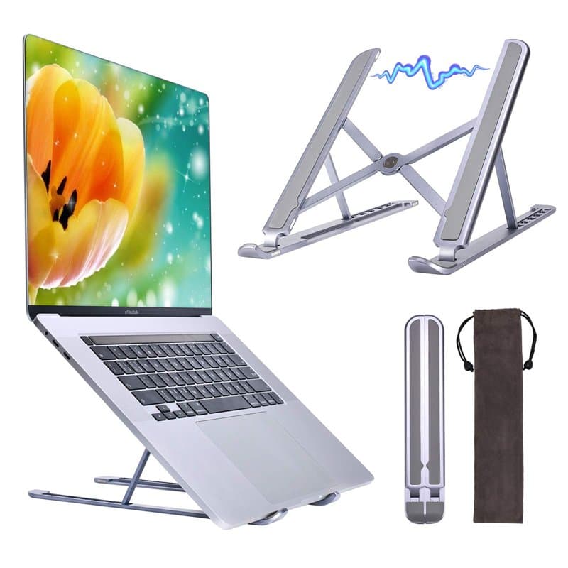 Yanavee Support Ordinateur Portable, Support PC Portable Aluminium Ventilé Pliable à 6 Niveaux de Réglable,Ergonomique Laptop St
