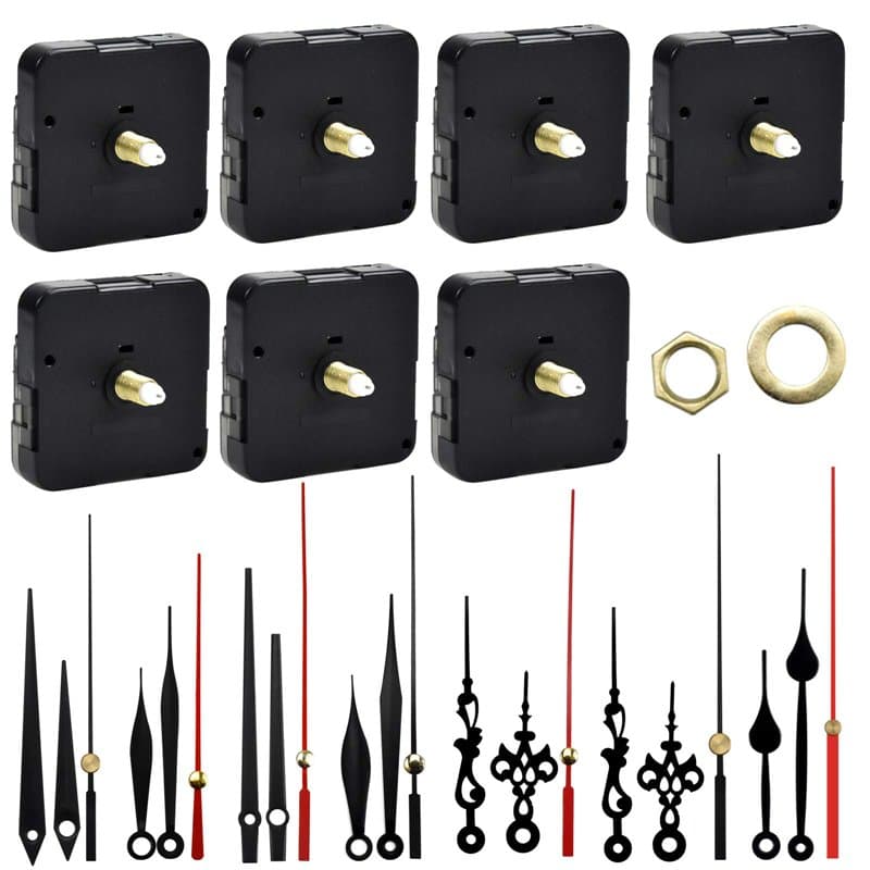 7 Ensembles Quartz Mouvements Mécanisme Pièces, Mécanisme d'horloge Murale Silencieuse avec Les Aiguilles Alimentées par Piles,