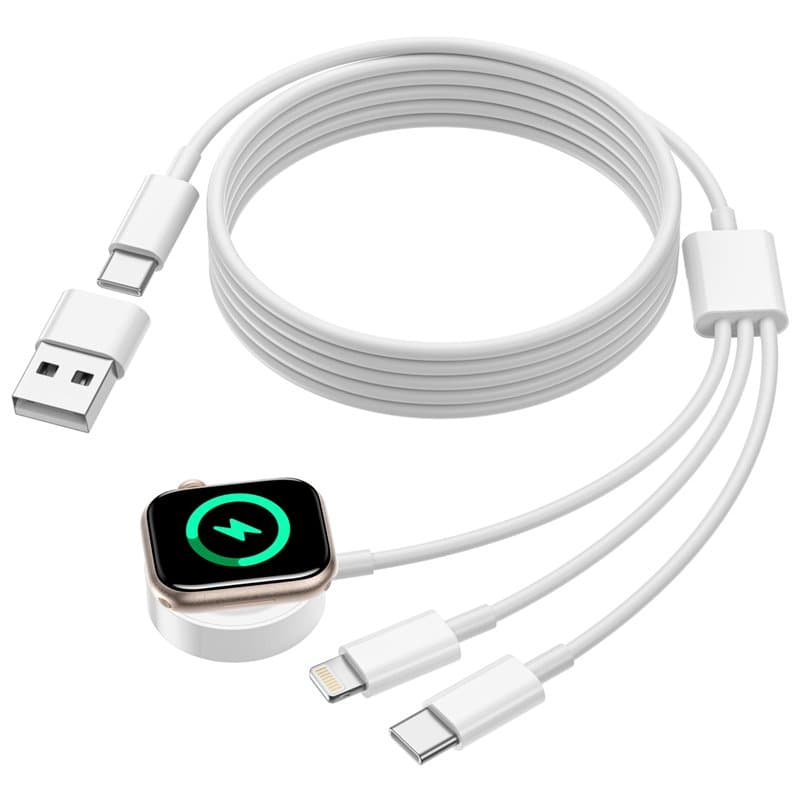 3 en 2 Cable pour Chargeur Apple Watch, 2M Chargeur Montre Apple Watch Chargeur iPhone et Apple Watch Charger Magnétique Chargeu