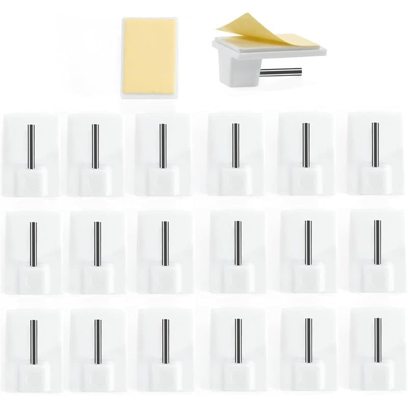 Kolamom 20Pcs Crochets Rideau, Accroche Rideau sans Percage, Crochet Autocollant pour Cuisine, Bain, Blancs