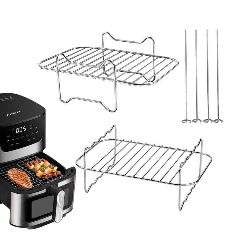 YIWONFU 2 Pièces Grille Air Fryer, Acier Inoxydable Accessoires pour Air Fryer Compatible avec Ninja AF300EU, AF400EU, Cecotec,