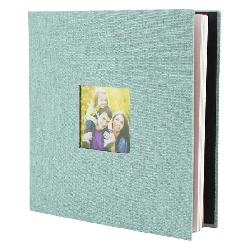 QWORK® Album Photo Adhésif pour 140 Photos 10x15 cm, Lin Relié 28 x 27 cm, 40 Pages (20 Feuilles) - Livre Photo DIY