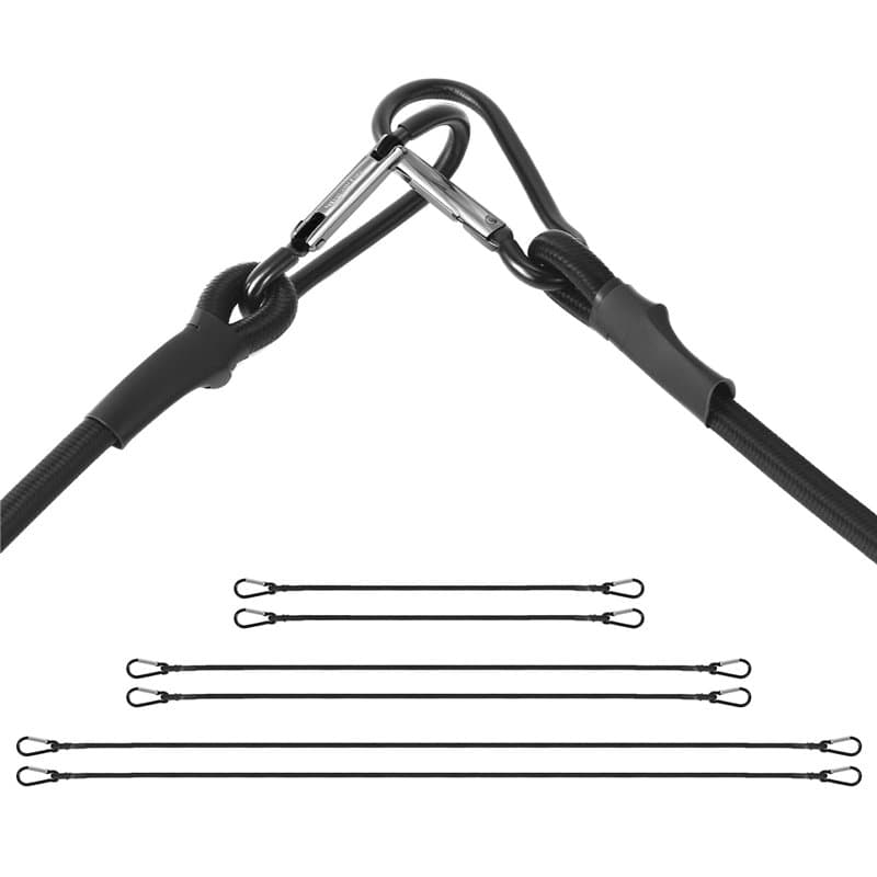 QWORK® Lot de 6 Tendeurs Élastiques avec Mousqueton - 60/100/150 cm - Cordes élastiques Multi-usages pour Bagages, Camping, bâch